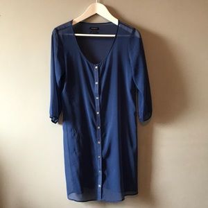 Long sheer button up shirt